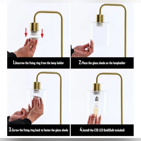 Gold Industrial 3-Way Dimmable Touch Control Table Lamps w/ USB Ports (Set of 2) - Picture 6 of 7